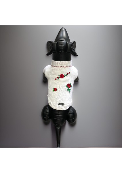 Köpek Için Güllü Beyaz Kazak