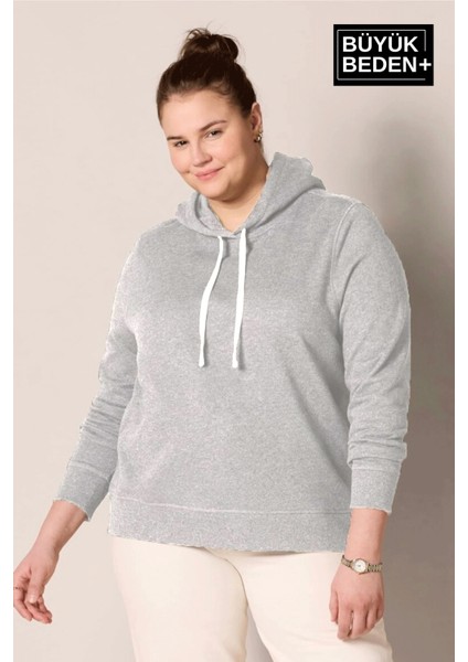 Kadın Büyük Beden Kapşonlu Ince Sweatshirt SPR24BSWK57 fiyatları