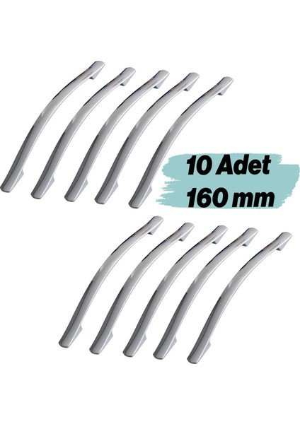 (10 Adet) Metal Kulp 160 Mm-16 cm Mobilya Çekmece Mutfak Dolabı Dolap Kapak Krom Kulp Kulbu Kulpu