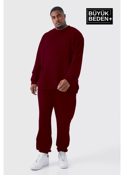 Erkek Büyük Beden Bisiklet Yaka Ince Sweatshirt SPR24BSW56