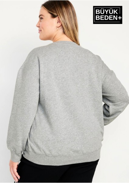 Kadın Büyük Beden Bisiklet Yaka Ince Sweatshirt SPR24BSWK56 modelleri