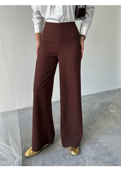 Yandan Fermuarlı Esnek Yüksek Bel Bol Paça Pallazo Pantolon fırsatları