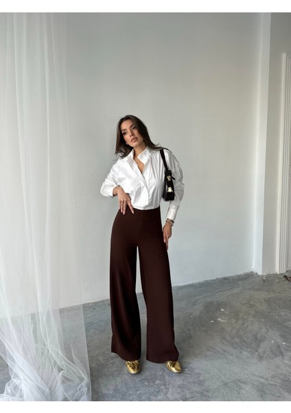 Yandan Fermuarlı Esnek Yüksek Bel Bol Paça Pallazo Pantolon indirimleri
