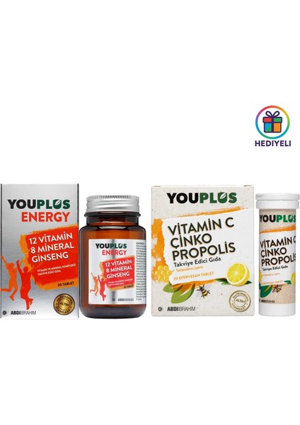 Energy 30 Tablet+Vitamin C, Çinko & Propolis 20 Efervesan Tablet