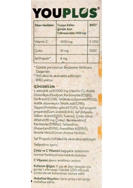Energy 30 Tablet+Vitamin C, Çinko & Propolis 20 Efervesan Tablet