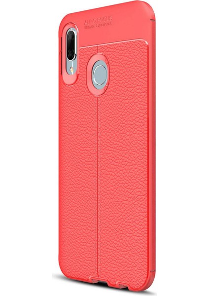 Huawei P Smart 2019 Deri Görünümlü Silikon Kırmızı