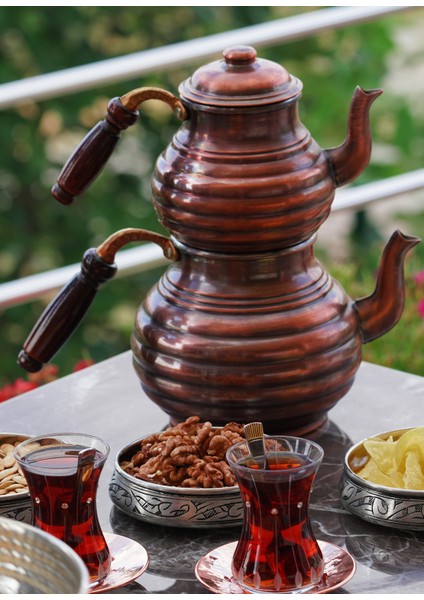 Bakır Çaydanlık Dilimli Model Oksit Renk