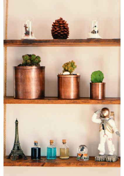 Bakır Saksı Takımı 3'lü Oksit Renk