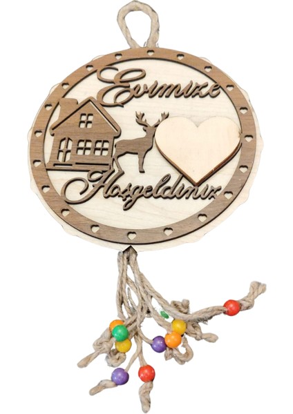 Yeni Eve Taşınanlar Için Ahşap Geyik Kapı Dekoru