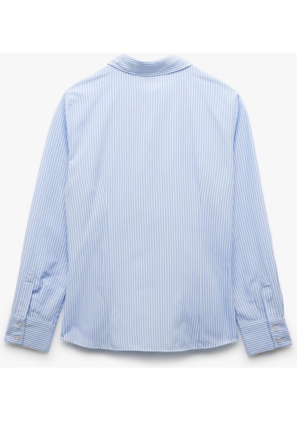 Uzun Kollu Klasik Yaka Poplin Gömlek fırsatları