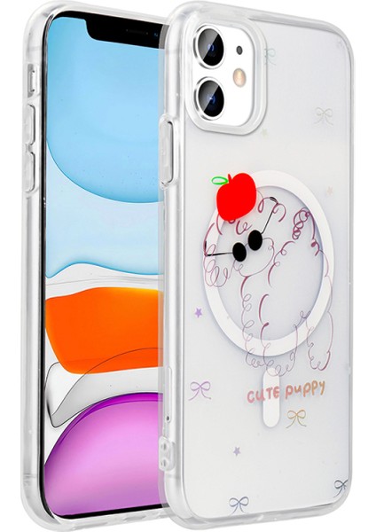 iPhone 11 Kılıf M-Safe Şarj Özellikli Şeffaf Zarafet Sert Kapak