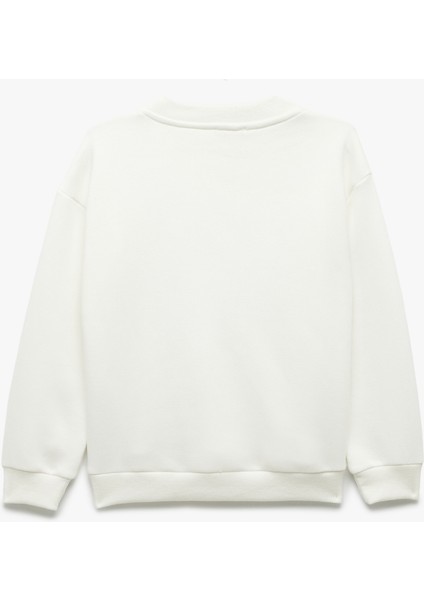 Şardonlu Uzun Kollu Bisiklet Yaka Baskılı Sweatshirt fiyatları