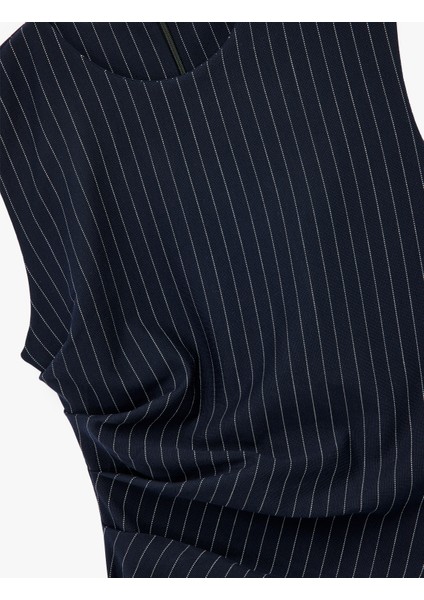 Slim Fit Bisiklet Yaka Drapeli Kolsuz Mini Elbise indirimleri