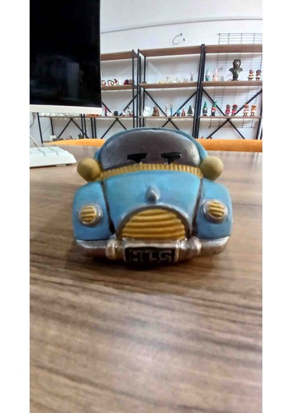 El Boyaması Nostaljik Araba Mavi