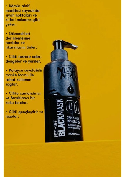 Siyah Soyulabilir Yüz Maskesi 200 ml Aktif Kömürlü Derin Temizlik Siyah Nokta Önleyici modelleri