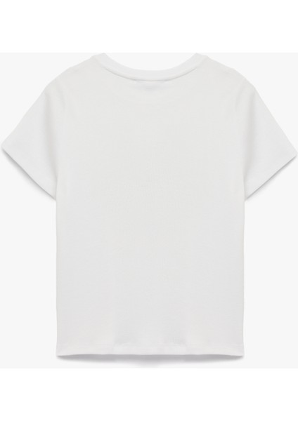 Kısa Kollu Bisiklet Yaka Pamuklu Çiçek Baskılı Tişört fiyatları