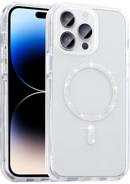 iPhone 14 Pro Max Kılıf Taşlı Magsafe Şarj Özellikli Komentox Silikon Kapak