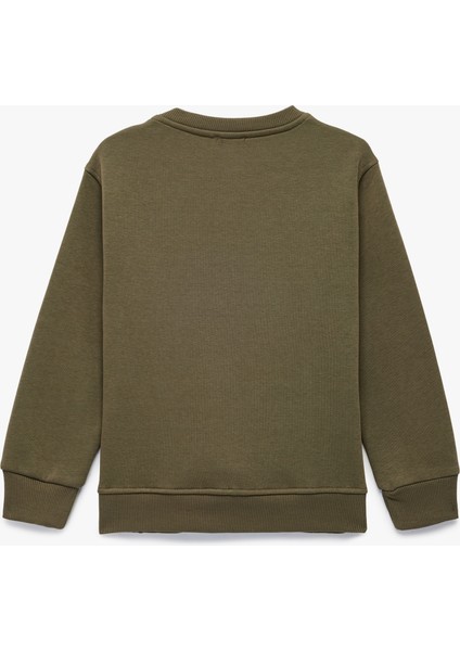 Şardonlu Uzun Kollu Bisiklet Yaka Baskılı Sweatshirt fiyatları