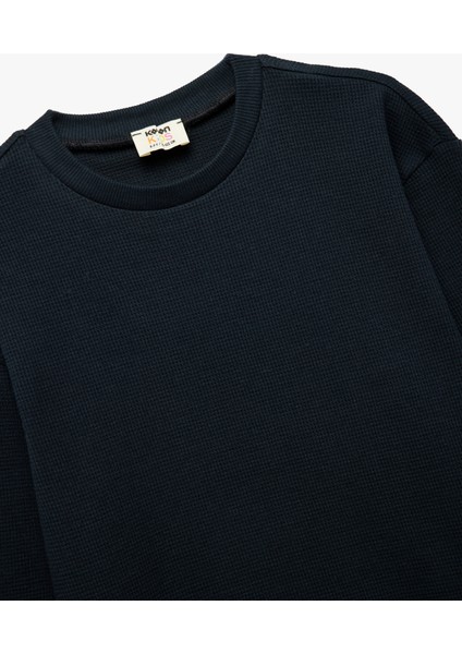 Pamuklu Uzun Kollu Bisiklet Yaka Oversize Basic Okul Sweatshirt modelleri