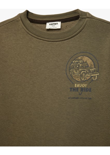 Şardonlu Uzun Kollu Bisiklet Yaka Baskılı Sweatshirt modelleri