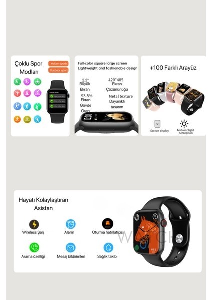 Hx Series 9 Suit Max Akıllı Saat | Bluetooth Kulaklık, 7 Kordon Hediyeli Koruyucu Hediyeli modelleri