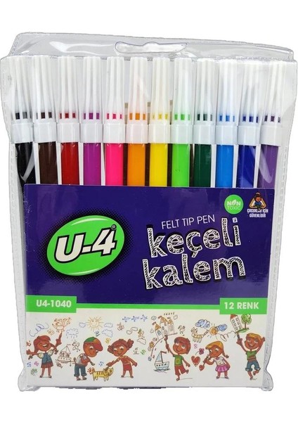 U-4 Keçeli Kalem 12 Renk