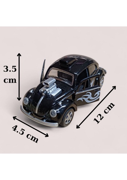 Metal Araba Çek Bırak Vw Bettle Modifiye Siyah Sesli ve Işıklı