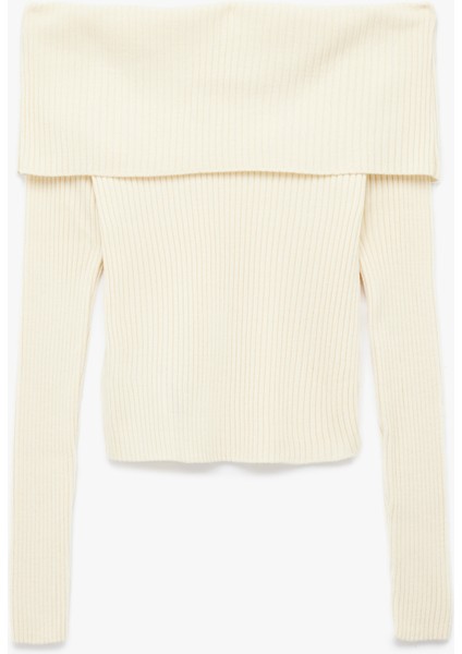 Uzun Kollu Slim Fit Omzu Açık Fitilli Triko Kazak fiyatları