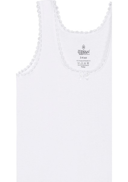 Özkan 1605 3'lü Paket Kız Çocuk %100 Pamuklu Ribana Yakası Dantel Detaylı Esnek Rahat Kalın Askılı Atlet fırsatları