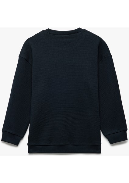 Pamuklu Uzun Kollu Bisiklet Yaka Oversize Basic Okul Sweatshirt fiyatları