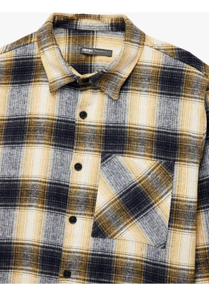 Düğmeli Cep Detaylı Regular Fit Uzun Kollu Klasik Yaka Oduncu Gömleği modelleri