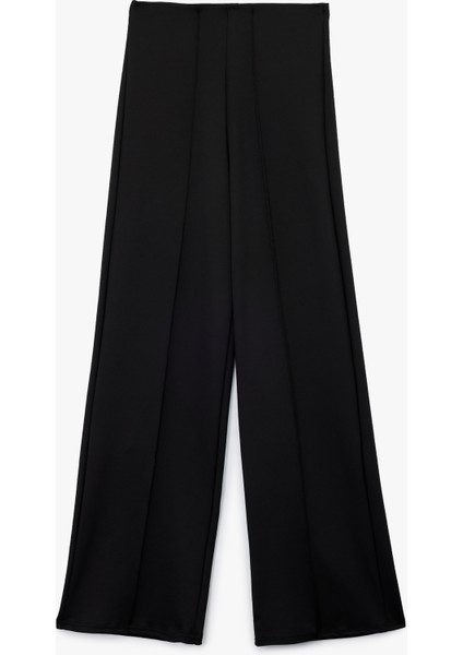 Yüksek Bel Nervürlü Ispanyol Paça Scuba Kumaş Eşofman Altı