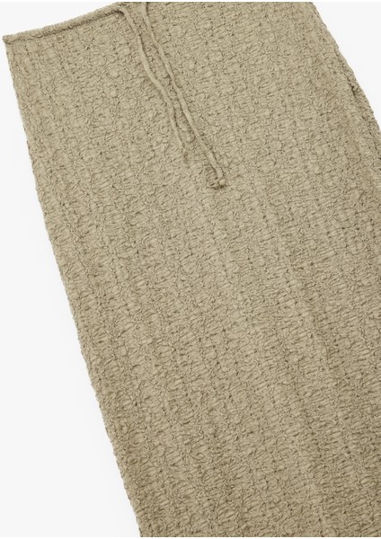 Beli Bağcıklı Slim Fit Bürümcük Kumaş Dokulu Midi Kalem Etek indirimleri