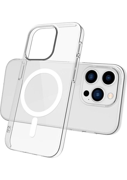 iPhone 15 Pro Max Kılıf Ile Uyumlu Magsafe Özellikli Şeffaf Porten Kapak