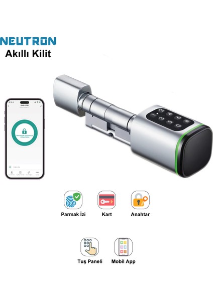 NTL-SC-02FKPW Parmak izi, Anahtarlı, Tuşlu, Kartlı ve Uzaktan Kontrollü Akıllı Kapı Kilidi