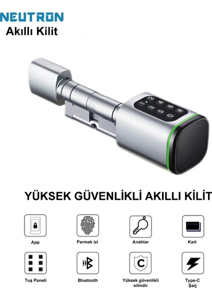 NTL-SC-02FKPW Parmak izi, Anahtarlı, Tuşlu, Kartlı ve Uzaktan Kontrollü Akıllı Kapı Kilidi modelleri