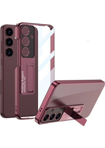 Samsung Galaxy S24 Plus Kılıf Kamera Korumalı Şeffaf Tasarımlı Soppo Standlı Kapak