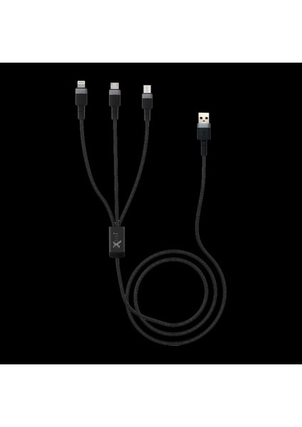 IX-UC011 Micro-Type-C -Lightning To USB 3 Lü Çıkış Hızlı Şarj ve Data Örgü Kablo fiyatları