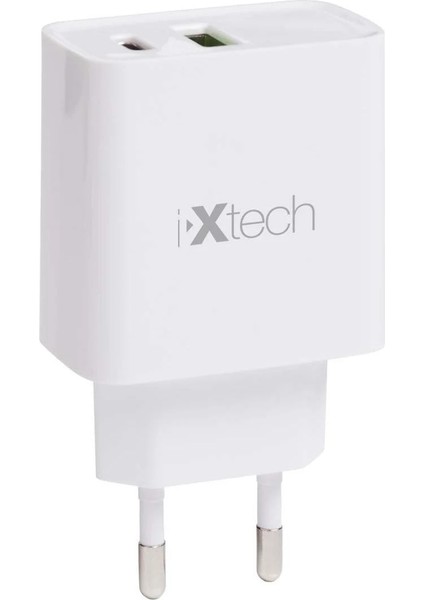 IX-CC011 20W Type-C ve USB Çift Portlu Şarj Adaptörü