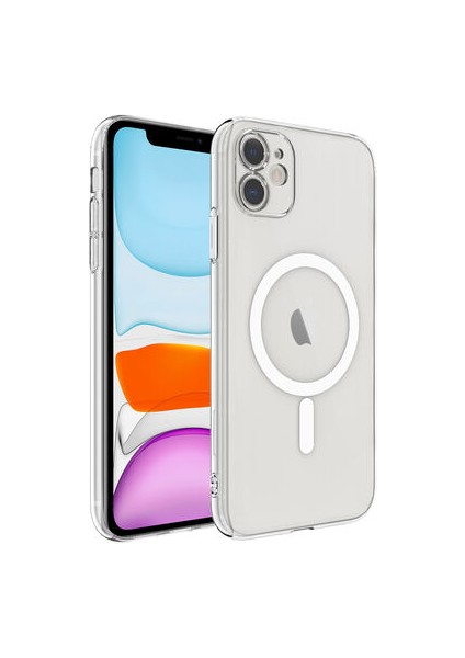 iPhone 11 Kılıf Ile Uyumlu Magsafe Özellikli Şeffaf Porten Kapak