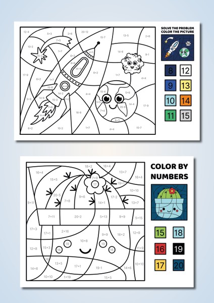 Çöz – Bul – Boya - Dört İşlemli Kodlamalı Boyama Kitabı - Eğlenceli Matematik modelleri