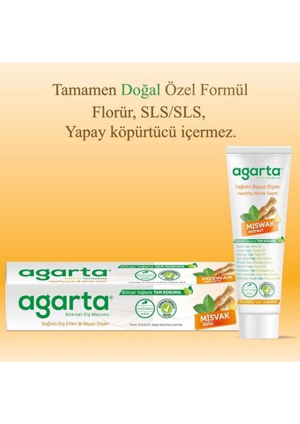 Doğal 3 Adet Misvak Özlü, Florürsüz ve SLS İçermeyen 3X100 Ml