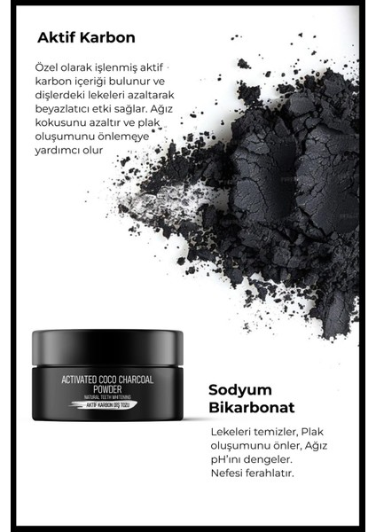 Diş Temizleme Tozu 40 gr Doğal Beyazlatıcı Etkili Aktif Kömür Aromalı Yerli Üretim fırsatları