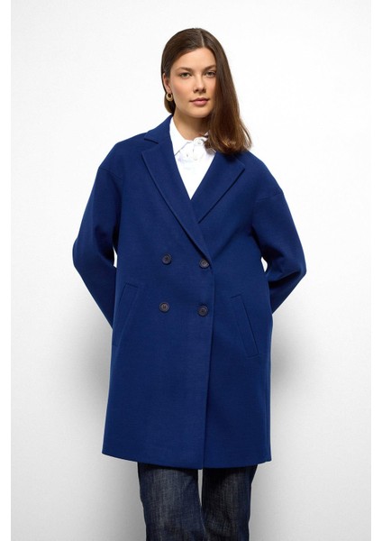 Desenli Astarlı Oversize Kruvaze kaban Saks 3095 fiyatları