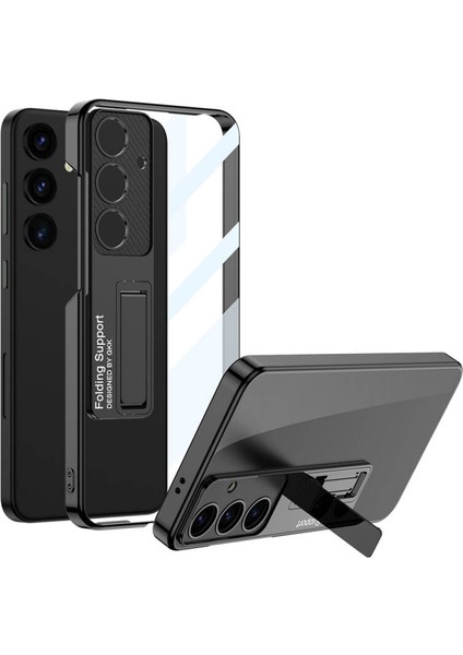 Samsung Galaxy S24 Plus Kılıf Kamera Korumalı Şeffaf Tasarımlı Soppo Standlı Kapak