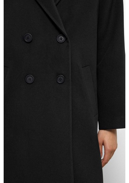 Desenli Astarlı Oversize Kruvaze kaban Siyah 3095 indirimleri