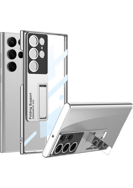 Samsung Galaxy S24 Ultra Kılıf Kamera Korumalı Şeffaf Tasarımlı Soppo Standlı Kapak