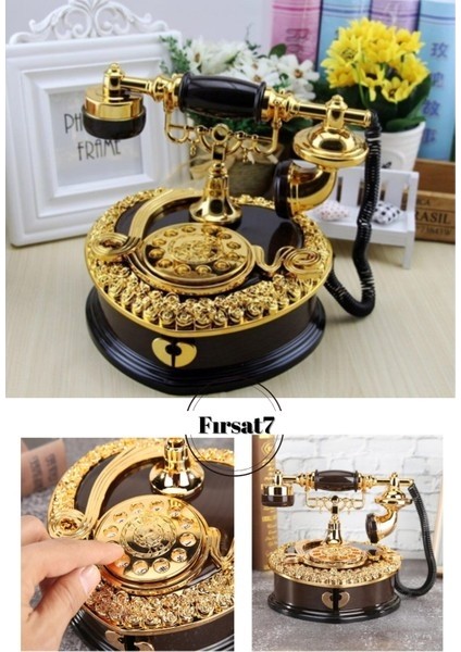 Nostaljik Polyester Telefon Müzik ve Takı Mücevher Kutusu Kahverengi Ev Ofis Sevgiliye Hediye fırsatları