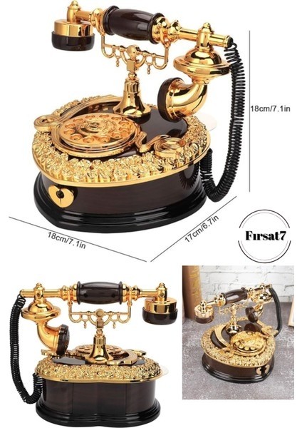 Nostaljik Polyester Telefon Müzik ve Takı Mücevher Kutusu Kahverengi Ev Ofis Sevgiliye Hediye indirimleri