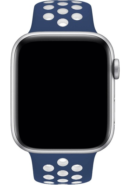 Apple Watch Series 7 45 MM Fileli Kordon Lacivert-Beyaz modelleri